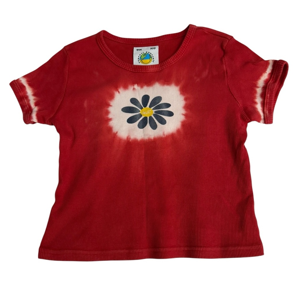 UNIF Red Tie-Dye Baby Tee with Flower Size Small